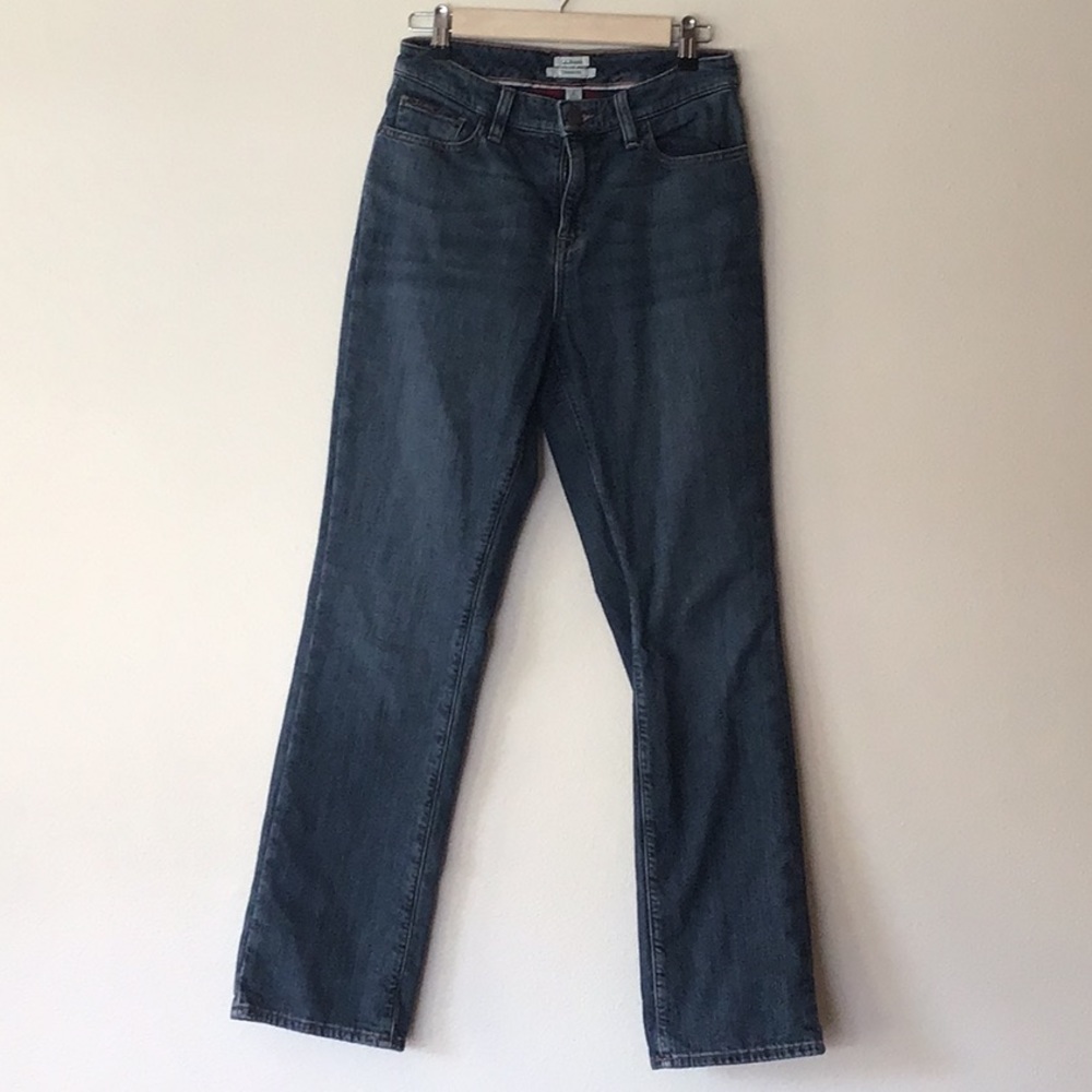 LL Bean High Waisted Flannel Lined Mom Jeans